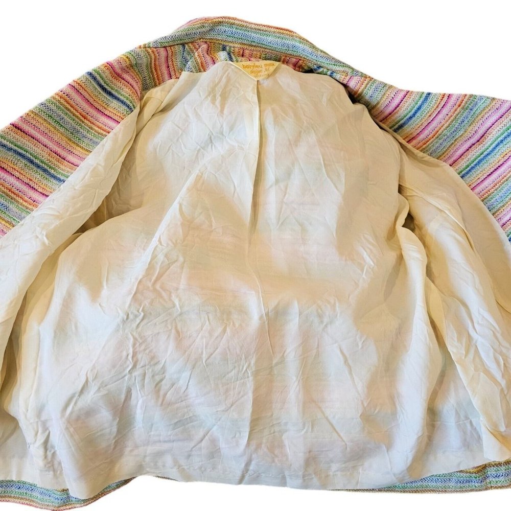 Vintage 60s 70s‎ Rainbow Striped Blazer Jacket Small Big Buttons Colorful Pink - Picture 10 of 14